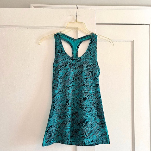 lululemon Emerald Green + Black Racerback Tank - Picture 1 of 8
